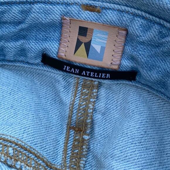 New Jean Atelier Cut Off Medium Wash Denim Mini Flip Skirt in Sky Color Size 24 - Picture 8 of 15